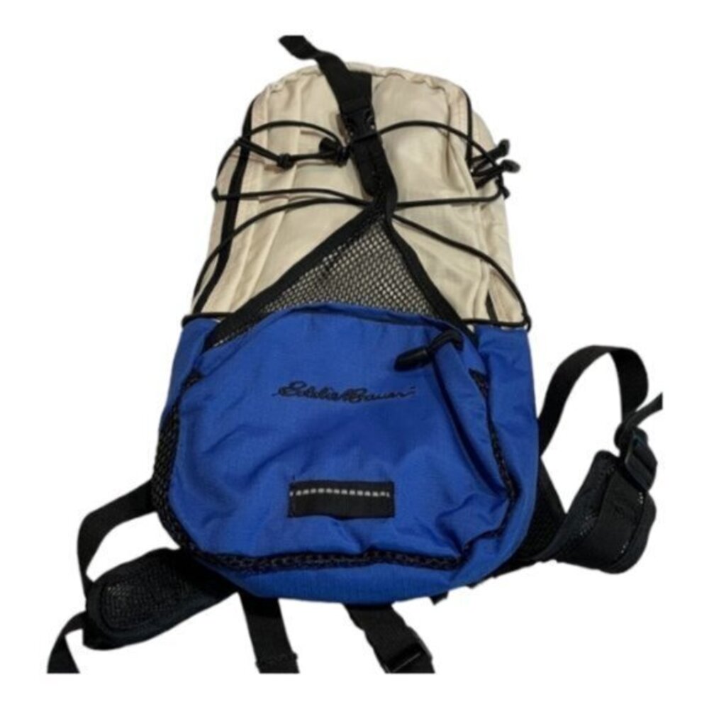 Eddie Bauer Hiking Backpack Tan Blue Black EUC #0023